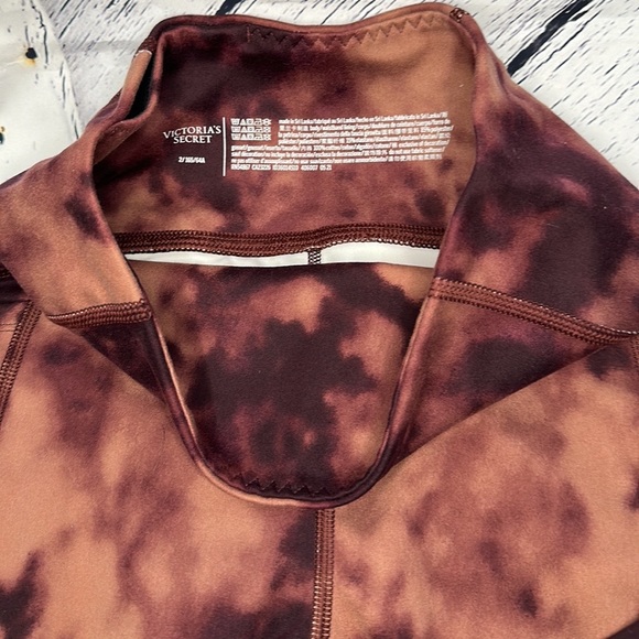 NWT VS VICTORIAS SECRET TIE DYE BROWN BURGUNDY LEGGINGS HIGH WAIST POCKETS 2 XS - Picture 7 of 10